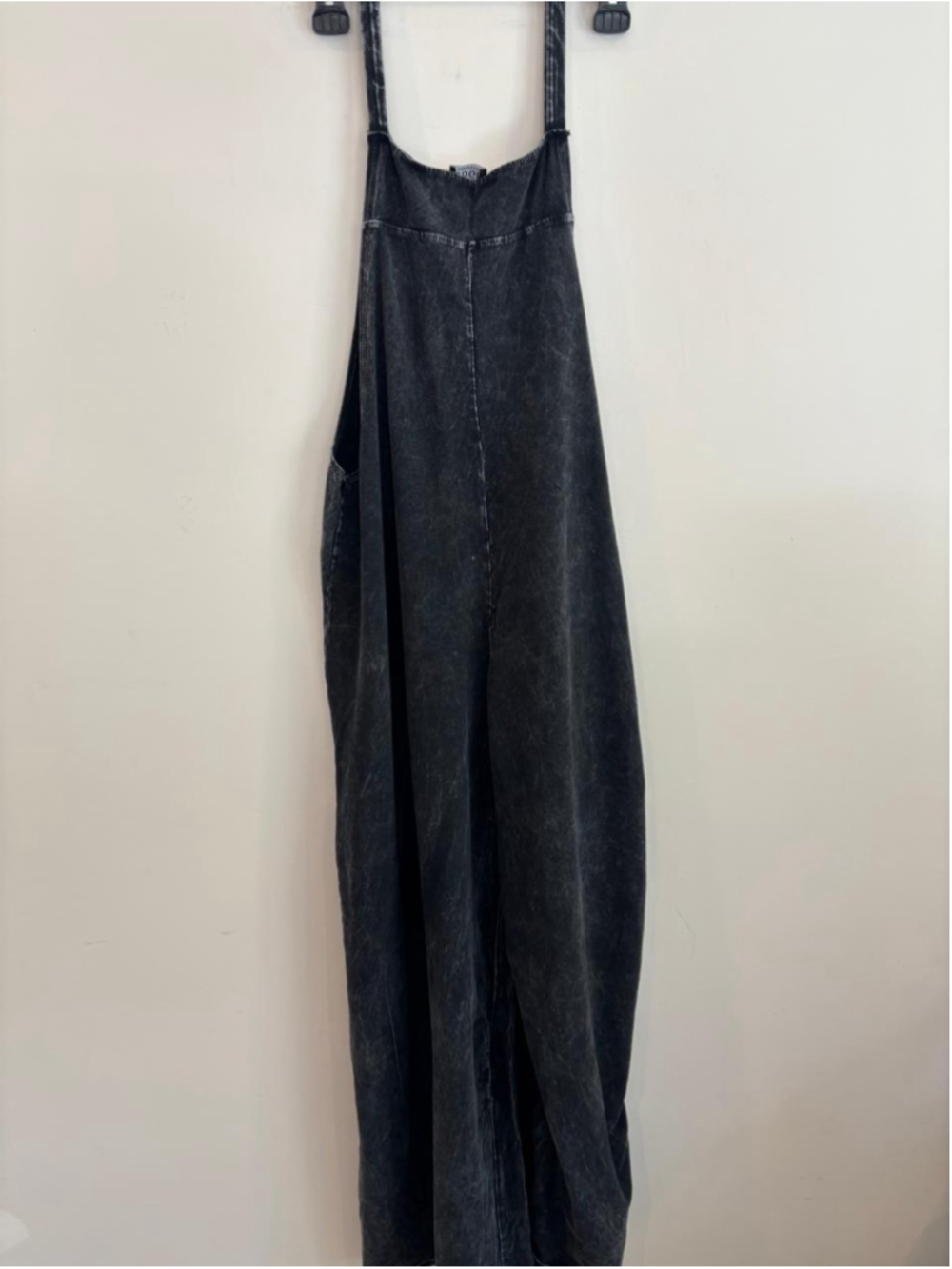 Edge by KS Mineral Wash Wide Leg Denim Jumpsuit Overalls Gray Black Size L #S17